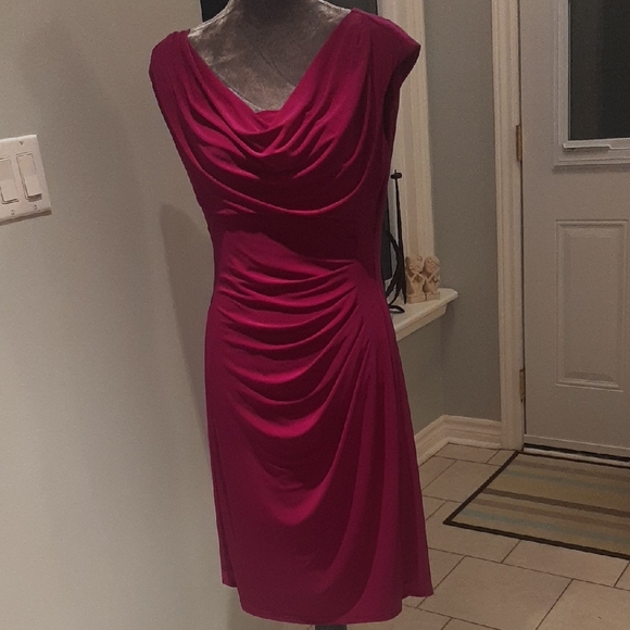 Ralph Lauren❤🤍💙Berry/Mauve FITTED Midi Dress Size 14 - Picture 9 of 9